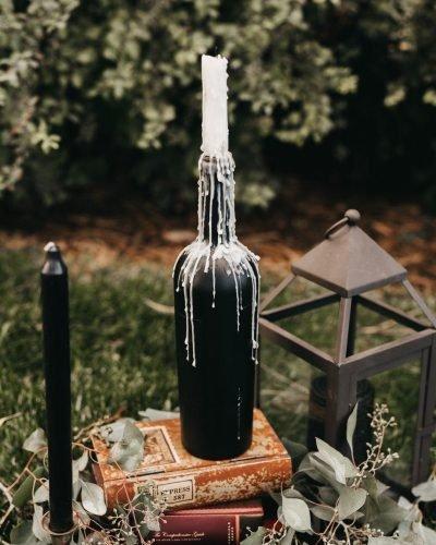 halloween bridal shower ideas centerpiece bottle with candle bribondphotography