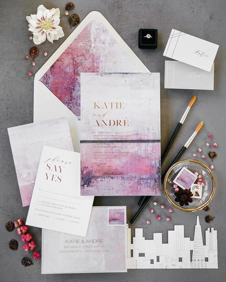 lilac wedding colors invitation stationary