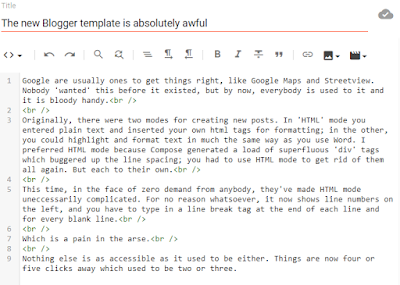 The new Blogger template is absolutely awful