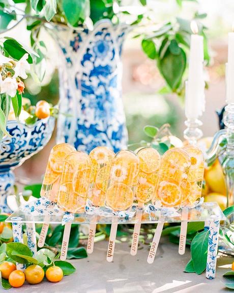 blue and white wedding colors dessert table