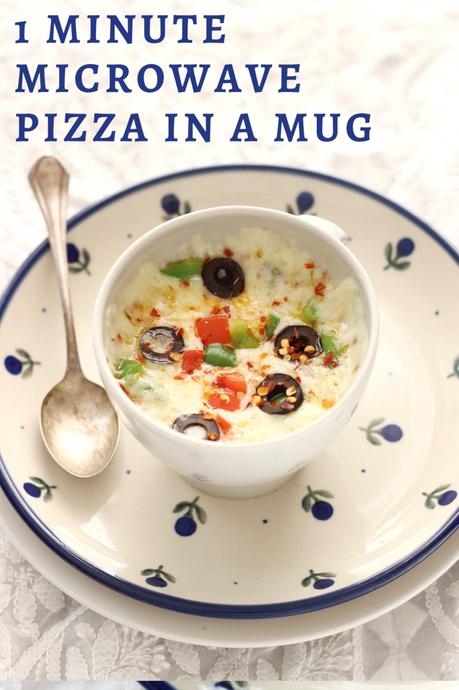 1 Minute Microwave Pizza In A Mug | No Egg 60 Second Pizza in a Mug | No Oven Pizza | Vegetarian Pizza