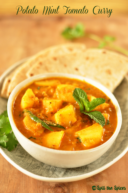 Potato Mint Tomato Curry | Aloo Pudina Curry