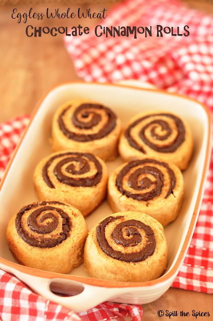 Eggless Whole Wheat Chocolate Cinnamon Rolls