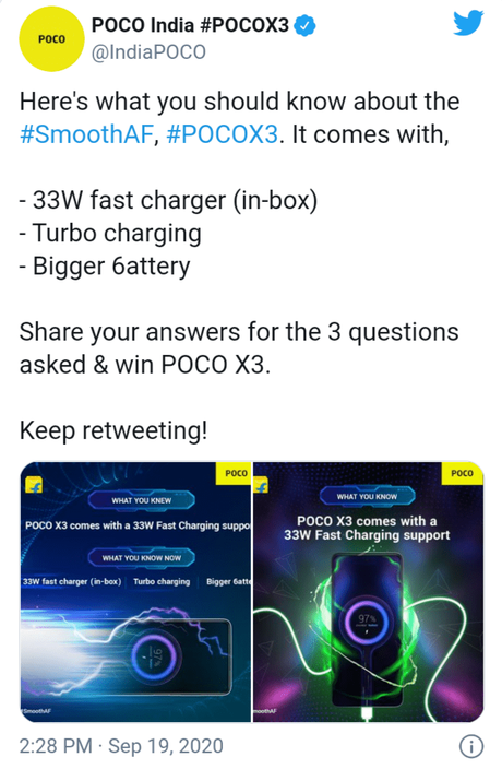 Poco X3 may have a 6000 mAh battery