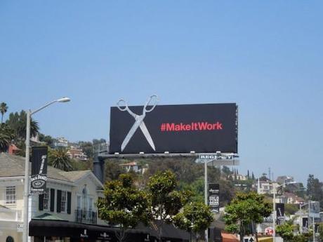 Project Runway #makeitwork glittering scissors billboard