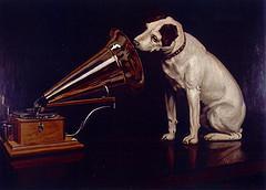 Dog Looking at and Listening to a Phonograph, ...