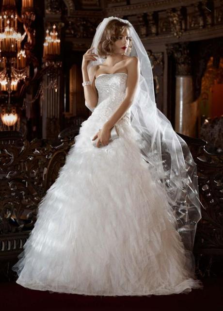 Davids bridal feather dress, davids bridal boca, feather wedding dress, wedding gown