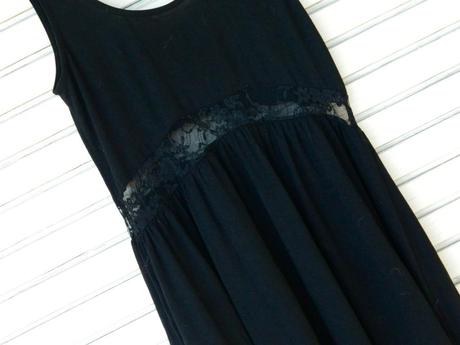 Black lace midriff dress