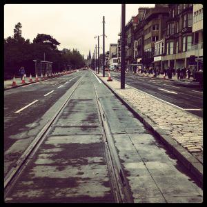 Instagram tram tracks on Princes Street