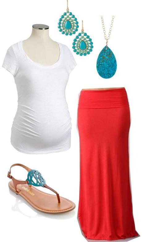 Coral and Turquoise Maternity