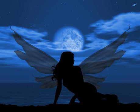 blue fairy full moon picture and wallpaper