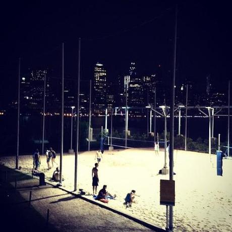 I don’t know where city is getting the money from, but the South Brooklyn waterfront is incredible. Bark hot dogs overlooking a beach volleyball court. The city behind it. Rumors of a pool to come by the end of the summer. Just magic.  (Taken with Instagram)