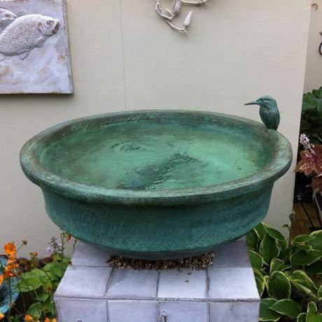 kingfisher and fish bird bath