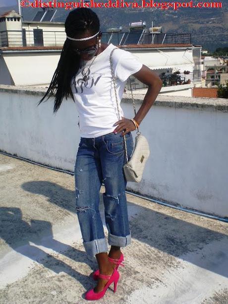 4th of July OOTD: Boyfriend jeans and Oasap Heels