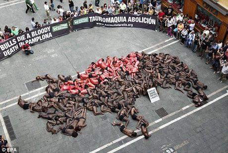 PETA's Painted People Pavement Protest Paralyzes Pamplona