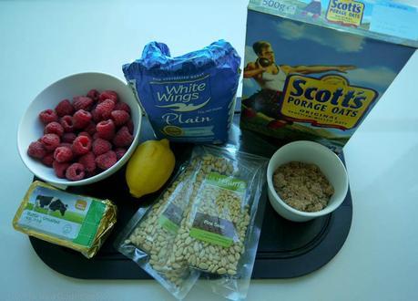 Ingredients for Raspberry and Pine Nut Bake