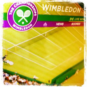 Wimbledon logo and a tennis court on Instagram