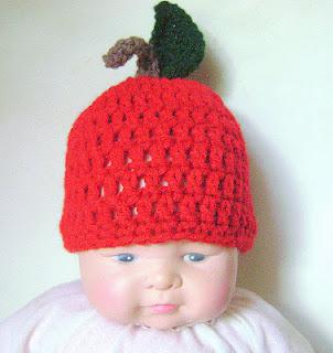 Handmade Crocheted Newborn Photo Prop Apple Hat