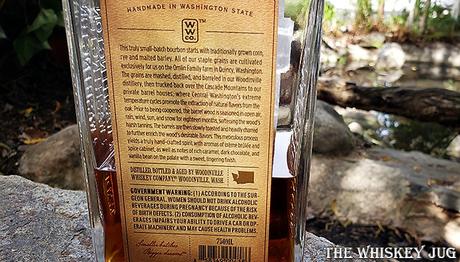 Woodinville Cask Strength Bourbon Whiskey Back Label