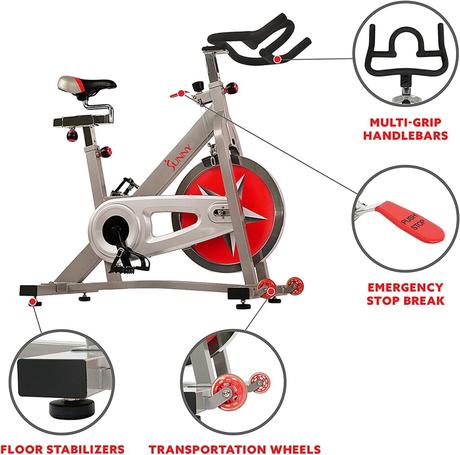 Sunny Health & Fitness Indoor Cycling Bike with 40 LB Flywheel