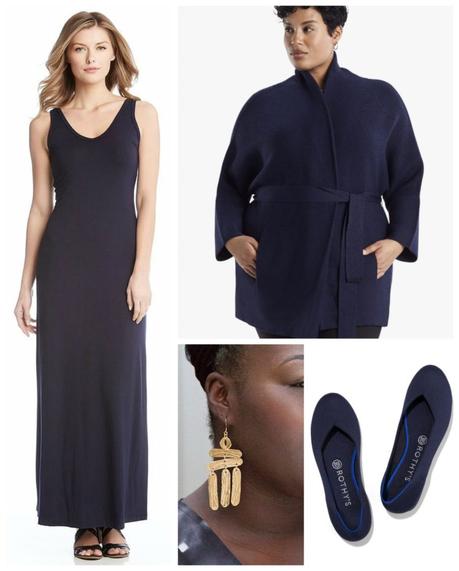 How to Style a Navy Maxi Dress for Fall and Winter