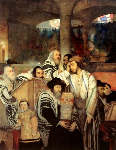 Jews Praying in a Synagogue, with or without women