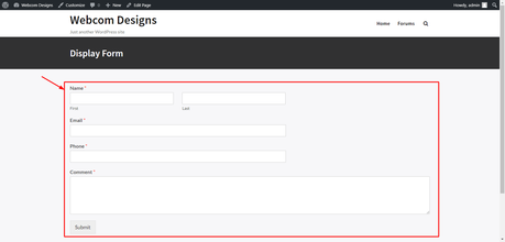 Contact Form in WordPress