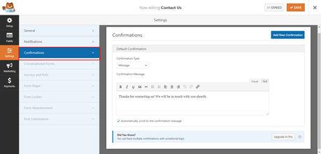 Contact Form in WordPress