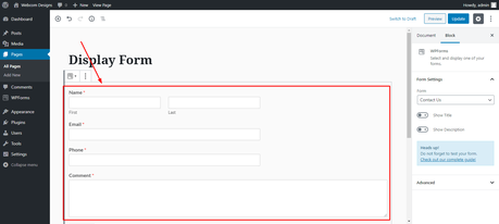 Contact Form in WordPress