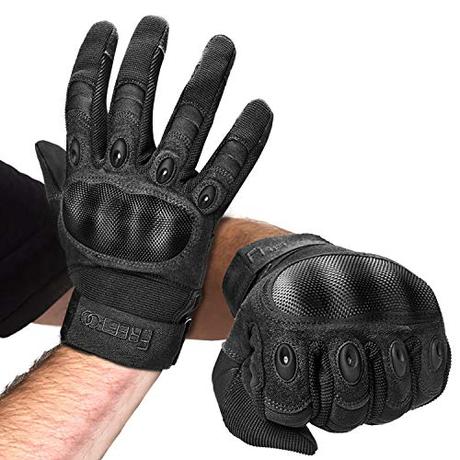 FREETOO Knuckle Tactical Gloves for Men Black Military Gloves for Shooting Airsoft Paintball Motorcycle Climbing and Heavy Duty Work (Medium)