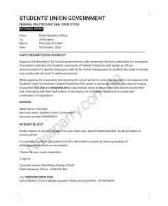 School Reopening: Ede Poly important Notice on Resumption Date School Reopening: Ede Poly important Notice on Resumption Date