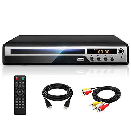 DVD Player for TV, HD DVD/CD Player with HDMI AV Output, Karaoke MIC, and Coaxial Port, USB Input, Built-in PAL NTSC System, All Region Free, HD1080P DVD CD Player, HDMI/ AV Cable Included