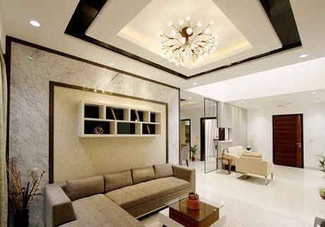 Interior design of bright living space.