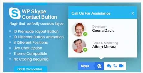 Skype Contact Button Plugin for WordPress