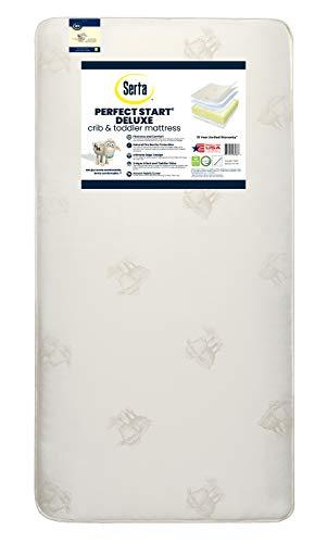 Serta Perfect Start Deluxe Fiber Core/Foam Crib and Toddler Mattress | Waterproof | GREENGUARD Gold Certified | Trusted 35 Year Warranty | Made in The USA