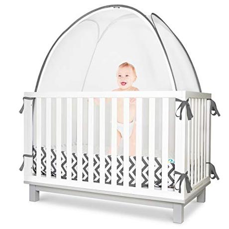 Baby Safety Crib Tent - Toddler Crib Topper to Keep Baby from Climbing Out - Clear View See Through Mesh Crib Netting - Mosquito Net - Pop-Up Crib Tent Canopy to Keep Infant in by KinderSense