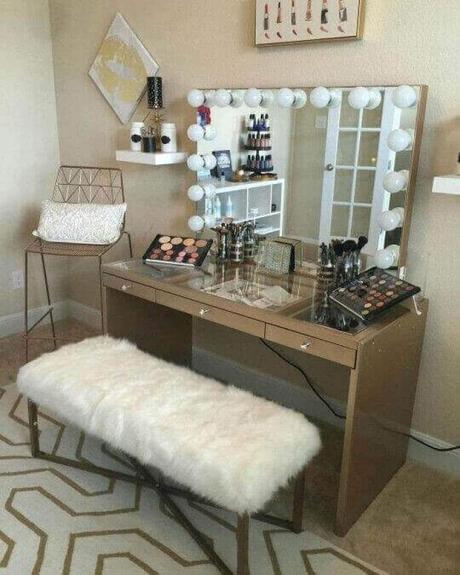 Makeup Room Ideas Dressing Table with Glass Tabletop - Harptimes.com