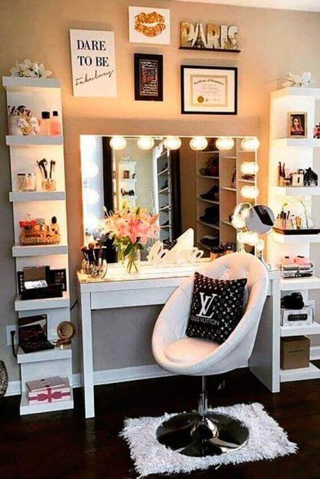 Makeup Room Ideas with Accent Wall - Harptimes.com