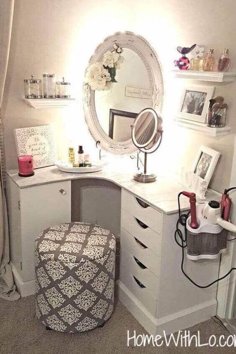 Makeup Room Ideas Vanity Mirror with Hidden LED Light - Harptimes.com
