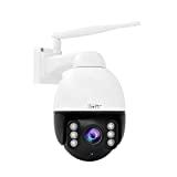 5MP PTZ Camera Outdoor 4X Optical Zoom WiFi IP Camera Built-in Two Way Audio for Security Surveillance,Support IP66 Waterproof/Motion Detection/IR Night Vision/ONVIF Protocol and E-Mail Push Alerts