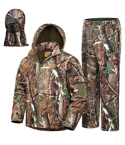 NEW VIEW 2020 Upgrade Hunting Clothes for Men,Silent Water Resistant Hunting Suits,Camo Hunting Camouflage Hooded Jacket,Hunting Pants (XXL, Upgrade Camo Tree)