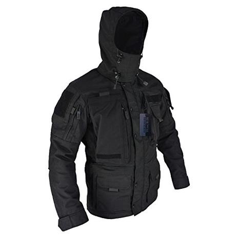 Army Tactical Jacket Multi Pocket Hooded Coat Hunting Molle Military Tac Jackets Hard Shell Parka Outerwear (Black, XL)