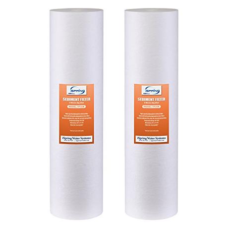 iSpring FP25BX2 High Capacity 20” x 4.5” Water Replacement Cartridges Big Blue Fine Sediment Filters, 2 pieces / 5 microns, White, 2 Count