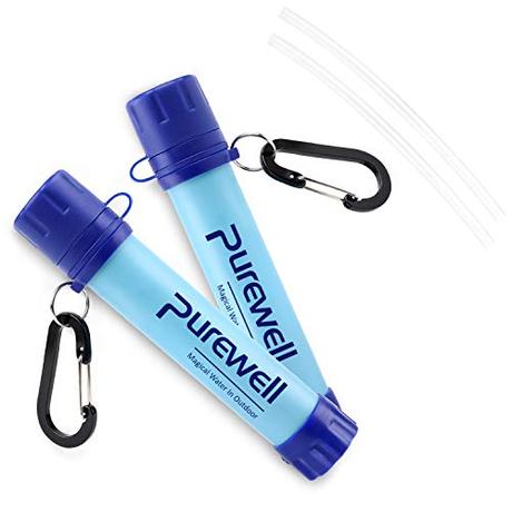 Purewell Outdoor Water Filter Personal Water Filtration Straw Emergency Survival Gear Water Purifier for Camping Hiking Climbing Backpacking