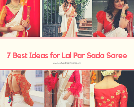 Traditional Bengali Lal Par Sada Saree and Blouse Ideas for Dashami l 7 Best Ideas