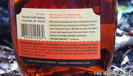 Barrell Bourbon Batch 024 Back Label