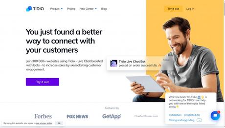 Free chatbot software Tidio for chatb