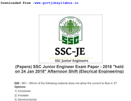Downlaod ssc je previous papers and know about SSC je Exam Pattern SSC je Exam Pattern