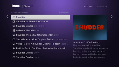 Click the first Shudder option that appears