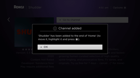 Click OK when this message appears